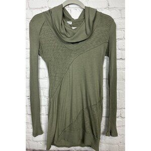 Splendid Women's‎ green Stretch Semi-Sheer cowl neck long sleeve shirt blouse S